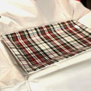 NEW 17" Pottery Barn Denver Plaid Stoneware Rectangular Serving Platter NWT